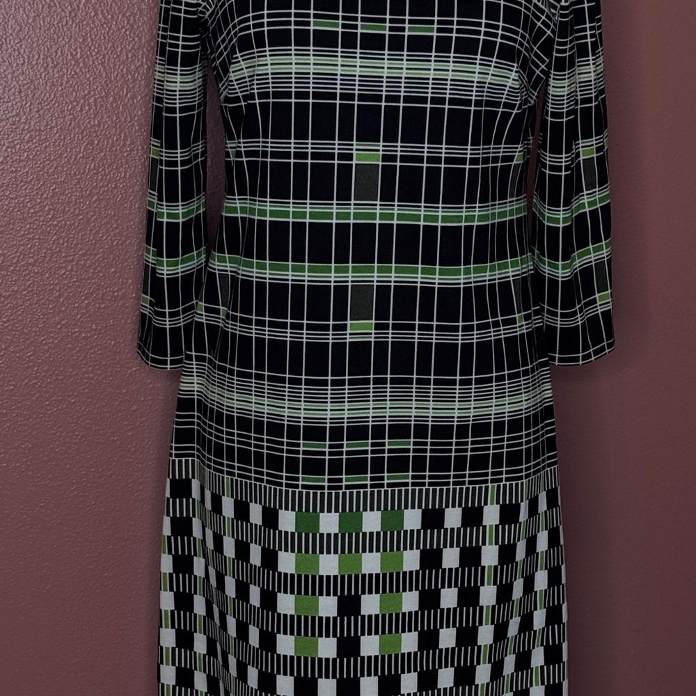 Stylish Black and Green Checkered Dress